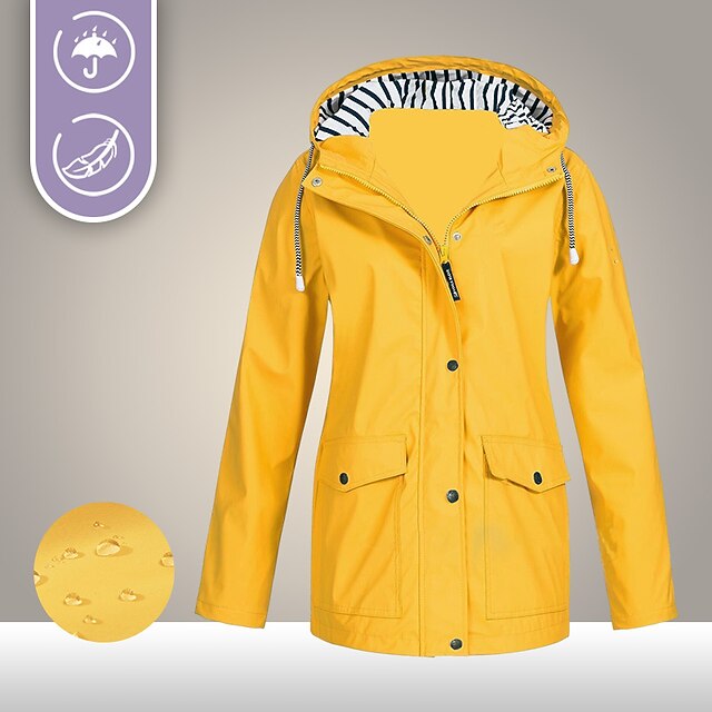Women's Rain Jacket Hiking Raincoat Waterproof Jacket Outdoor Windproof Quick Dry Lightweight