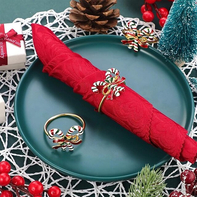 1pc Christmas Napkin Rings, Christmas Dinner Napkin Buckle, Rustic
