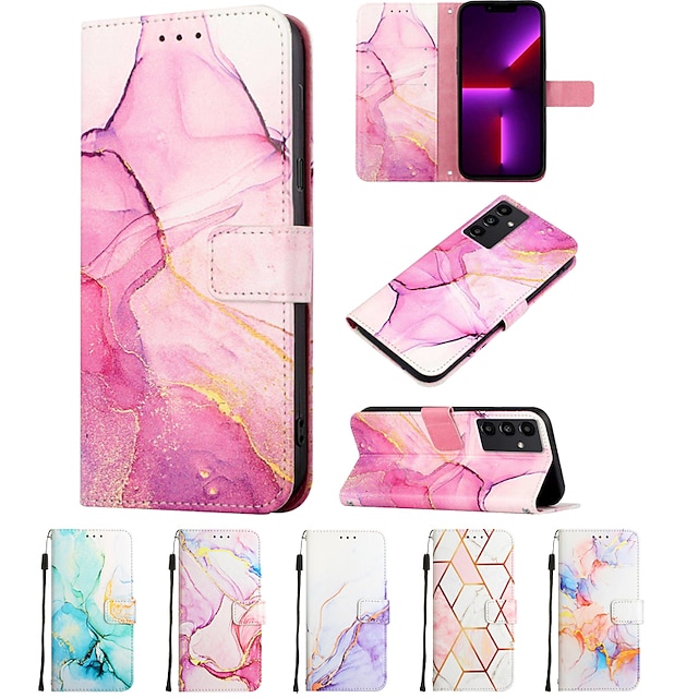  Phone Case For Samsung Galaxy S24 S23 S22 S21 S20 Plus Ultra A54 A34 A14 A73 A53 A33 A23 A13 A72 A52 A32 A22 A12 Wallet Case Full Body Protective Card Slot Holder Stand Shockproof Graphic Marble TPU