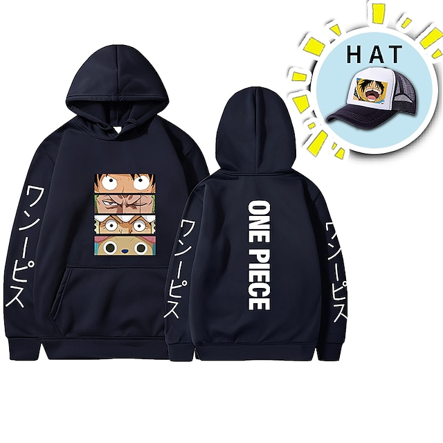  scimmia in un unico pezzo d. rufy roronoa zoro tony tony chopper felpa con cappuccio anime tasca frontale anime felpa con cappuccio grafica per uomo donna unisex per adulto stampa a caldo 100%