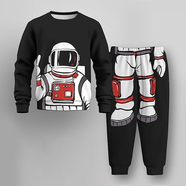  chlapecká 3D mikina astronaut & sada kalhot dlouhý rukáv 3D tisk podzim zima aktivní móda denně polyester děti 3-12 let posádka krk venkovní ulice dovolená regular fit