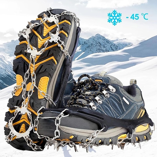  ブーツ靴用アイゼンアイスクリート、アウトドアハイキング釣りウォーキングクライミング登山用滑り止めステンレススチールスパイク