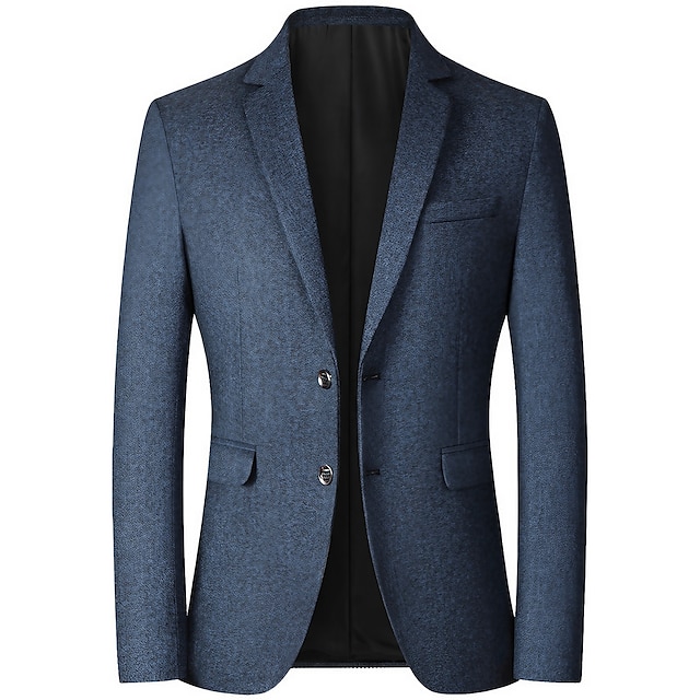 Men's Blazer Business Cocktail Party Wedding Party Fashion Casual Spring &  Fall Polyester Plain Button Pocket Casual / Daily Single Breasted Blazer Red Blue Grey