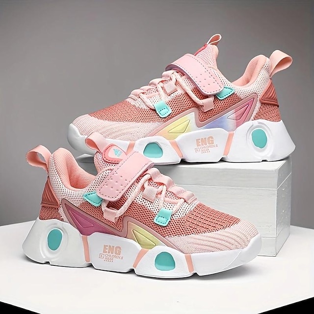  Boys Girls' Sneakers Daily Casual Breathable Mesh Non-slipping Big Kids(7years +) Little Kids(4-7ys) School Walking Black Pink Gray Summer Spring Fall