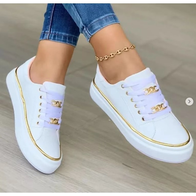  Pentru femei Adidași Papuci din Pânză pantofi albi Mărime Plus Size Adidași cu platformă În aer liber Zilnic Culoare solidă Vară Toc Platformă Epocă Modă Casual Alergare Pânză Dantelat Negru Alb Auriu