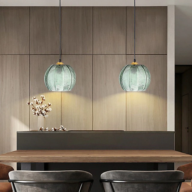 LED Pendant Lights Green Glass Pendant Lighting for Kitchen Island ...