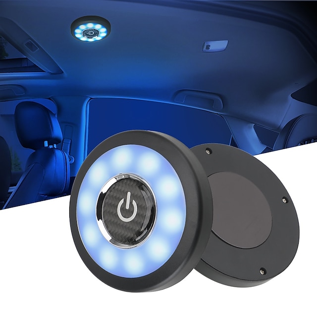  Car LED Reading Lamp 2-Colors Interior Ambient Lighting Lamp Rear Car Ceiling Lamp Trunk Roof Lamp Car Interior Ceiling Dome Light USB Charging