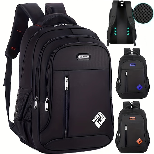  Mochila ultraligera de 1 pieza, mochila para computadora para hombres, mochila para estudiantes de escuela secundaria de viaje de gran capacidad con puerto de carga USB, mochila de agua
