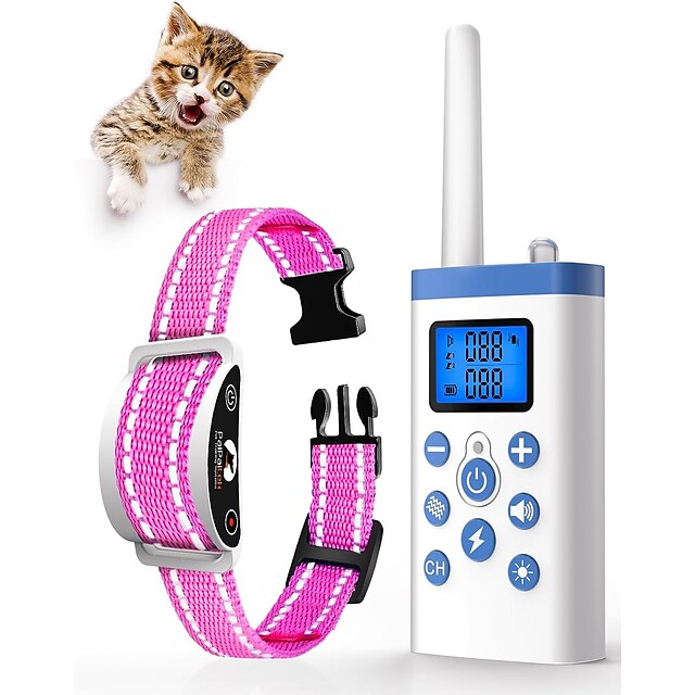  Cat Shock Collar with Remote dog Shock CollarCat Training Collar for Cat Stop Meowing Cat Meow Collar with 2 Modes Remote Training and Auto Anti-Meow Safe and Helpful