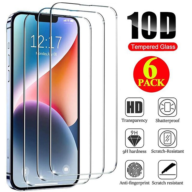  6 τμχ προστατευτική γυάλινη μεμβράνη hd full cover για iphone 15 15 plus 15 pro 15 pro max /14 14 plus 14 pro 14 pro max /iphone 13 13 pro 13 pro max / iphone 11 12 pro 12 pro max / iphone x / iphone