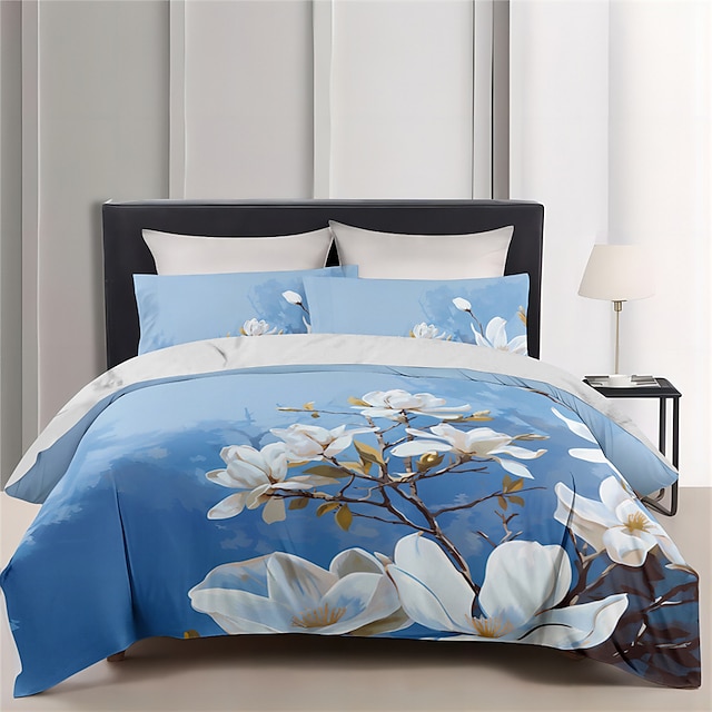  Floral  Comforter Set,printed Comforter Cover Cotton Bedding Sets With Envelope Pillowcase,  Room Decor King Queen Duvet Cover