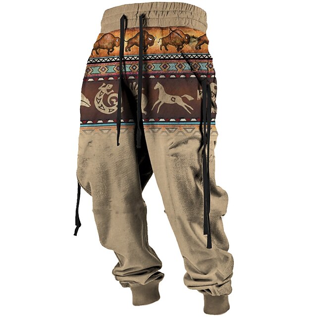 Tribal Bandana Print Vintage Men's 3D Print Sweatpants Pants Trousers Outdoor Street Casual Daily Polyester Blue Green Khaki S M L Mid Waist Elasticity Pants4