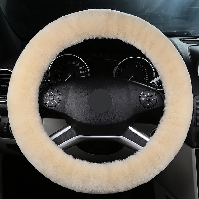  piel de lana suave cubierta del volante del coche protector de accesorios del coche del camión protector para el volante universal 35cm-43cm antideslizante reconfortante y lujosa textura suave
