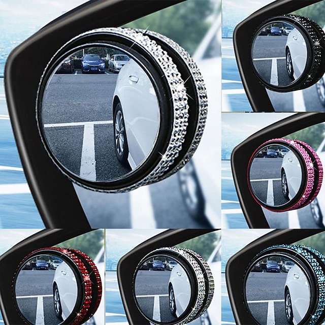  2kpl auton taustapeili peruutus tekojalokivi pieni pyöreä peili lisäpeili 360 asteen kuolleen kulman ultra-hd heijastava peili