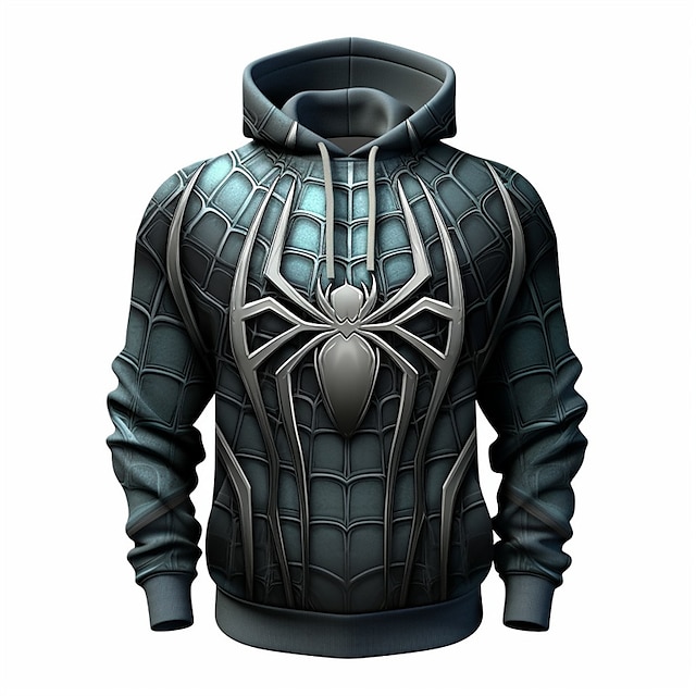 Halloween Black Spider Hoodie Mens Graphic Prints Daily Classic Casual ...