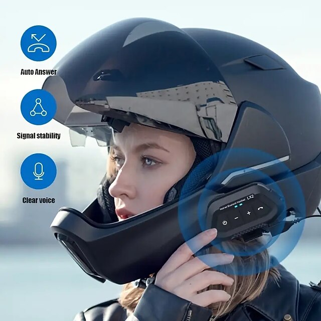 LX2 BT Motorcycle Helmet Headset Wireless Noise Reduction 1200mA