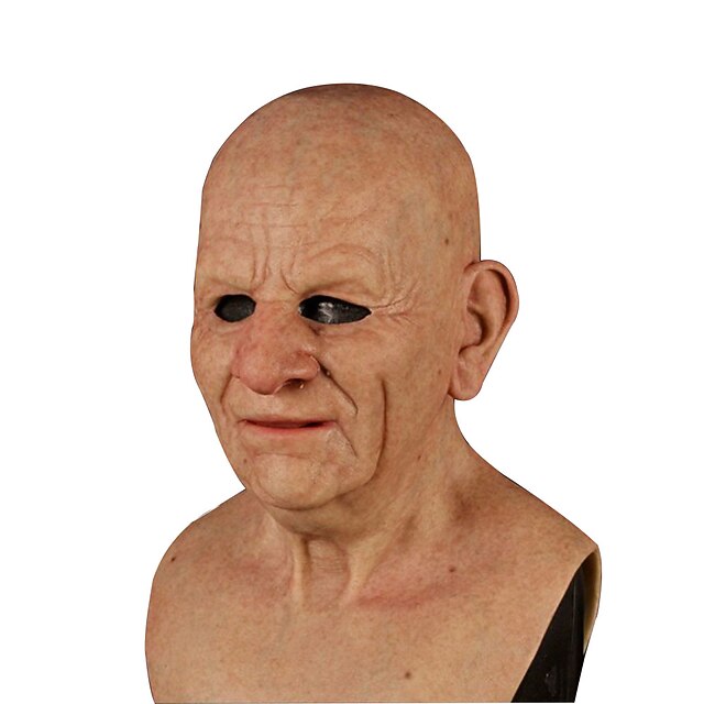 Halloween Mask Realistic Old Man Mask Creepy Human Latex Mask, Scary Wrinkle Mask Halloween