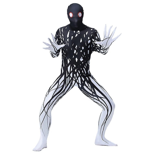 Skeleton Skull Zalgo Monster Carnival Costume Full Body Suit Cosplay ...