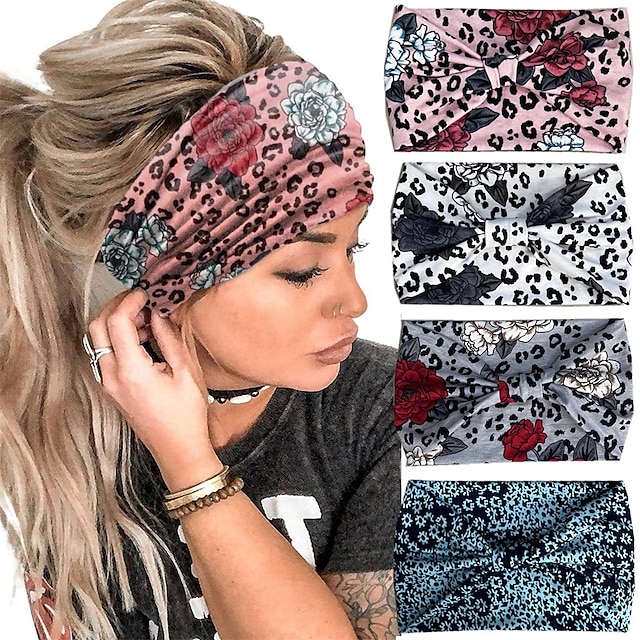  Böhmisches neues Stirnband mit Leopardenmuster, bedruckt, breiter Rand, Haarband, Yoga, Sport, Fitness, Anti-Schweiß-Haarband, Zubehör