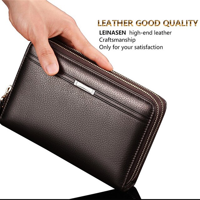 Men wallets with coin pocket long zipper business Male Wallet Double zipper  Vintage Large Wallet Purse