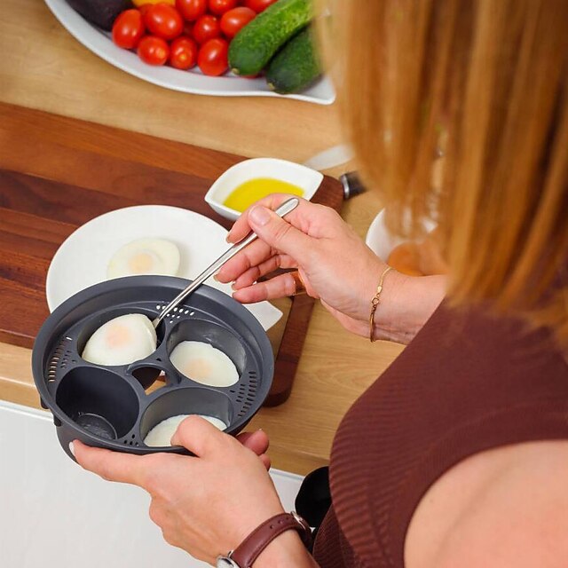 4 In 1 Multifunctional Steam Basket, Food Grade PP 4 Egg Molds Steamer