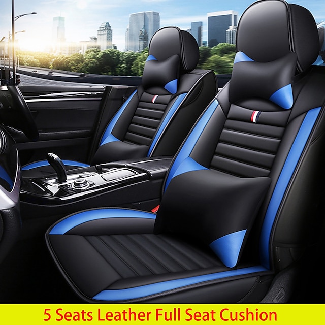  وسادة مقعد السيارة للفصول الأربعة غطاء مقعد جلدي عالمي بخمسة مقاعد غطاء مقعد خاص للسيارة