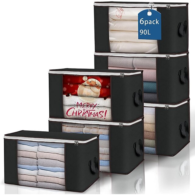 6pcs Clothes Comforter Storage Bags 90L Large Capacity Clothing