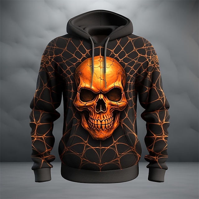 Halloween The Skull Hoodie Skull, Mens Graphic Prints Spider Web Skulls 