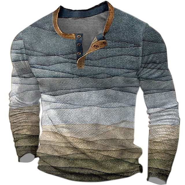  sweter w paski męskie graficzne koszula color block projektant mody na co dzień 3d print henley waffle tee sport na świeżym powietrzu wakacje festiwal jasnoniebieski fioletowy wielokolorowe