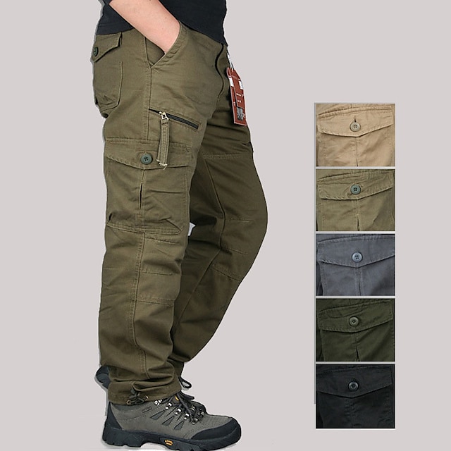  Men's Cargo Pants Cargo Trousers Hiking Pants Pocket Plain Comfort Breathable Outdoor Daily Going out 100% Cotton Fashion Casual Army Yellow Black