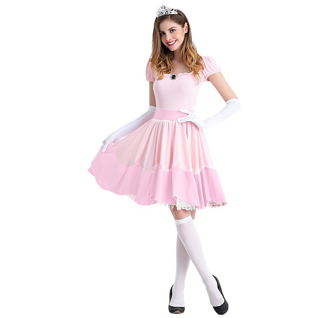 Princess Peach Super Brothers Cosplay Costume Halloween Group Couples ...