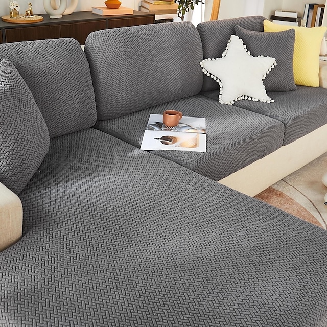  Funda elástica para cojín de asiento de sofá, funda mágica para sofá, sillón, loveseat de 4 o 3 plazas, gris, negro, rojo, suave, duradero, lavable