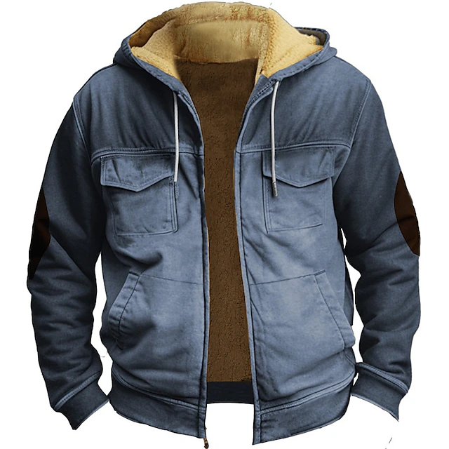 Men's Full Zip Hoodie Hoodie Jacket Zip Up Hoodie Light Khaki. Blue Dark Green Khaki Hooded Plain Zip Up Sports & Outdoor Daily Holiday Polyester Streetwear Cool Casual Fall & Winter Clothing Apparel 6