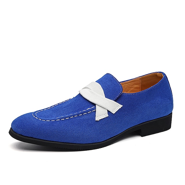  בגדי ריקוד גברים נעליים ללא שרוכים נעלי זמש מידות גדולות קלסי בריטי יומי PU נוח לואפר כחול חורף