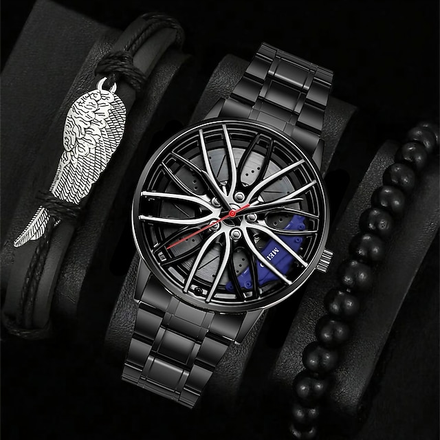  Heren Digitaal horloge Retro vintage Luxe Grote wijzerplaat Skelet WATERDICHT Decoratie Leer Horloge