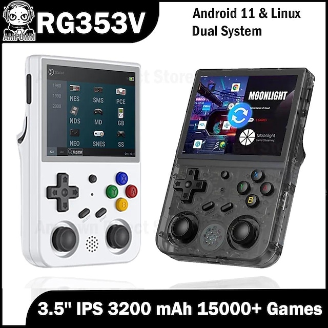  anbernic rg353v kézi retro játékkonzol támogatja a kettős operációs rendszert android 11 linux 5g wifi 4.2 bluetooth rk3566 64bit 64g tf kártya 4450 klasszikus játékok 3,5 hüvelykes ips képernyő