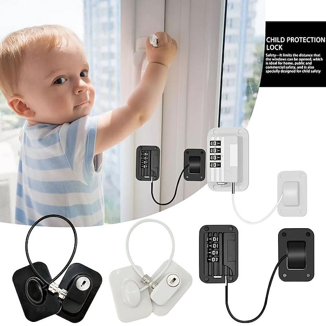  varmt höghus anti-fall digitalt lösenordslås barns babyfönster säkerhet kyllås gränspositionering kombinationslås