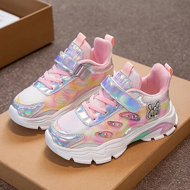  Girls' Sneakers Daily Casual Breathable Mesh Non-slipping Big Kids(7years +) Little Kids(4-7ys) School Walking Rabbit Pink Purple Summer Spring Fall