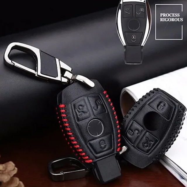  StarFire Car Remote Key case Cover Leather key chain Fit For Mercedes-Benz AMG 3 Buttons Key