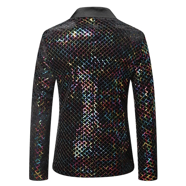  Disco 1980s Suits & Blazers Lapel Collar Blazer Peak Lapel Normal Disco Sequins Men's Halloween Masquerade Party Club Pride Parade Adults' Coat Fall & Winter