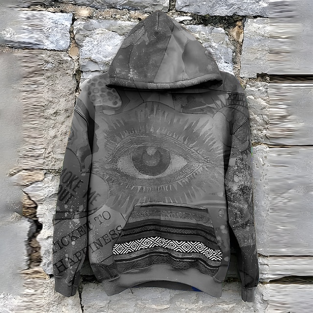  Bărbați Tribal Imprimeu Grafic Hanorac cu Glugă Hanorace Hanorca Șic Stradă Designer Manșon Lung Capișon Zilnic Sport Maro Curcubeu Imprimeu Primăvara & toamnă Designer