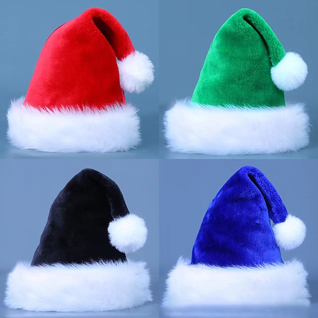  Voor heren Kerst hoeden Kerstman hoeden Zwart Rood Stof POM Pom Kerstmis Nieuwjaar feestelijk feest Effen Warm
