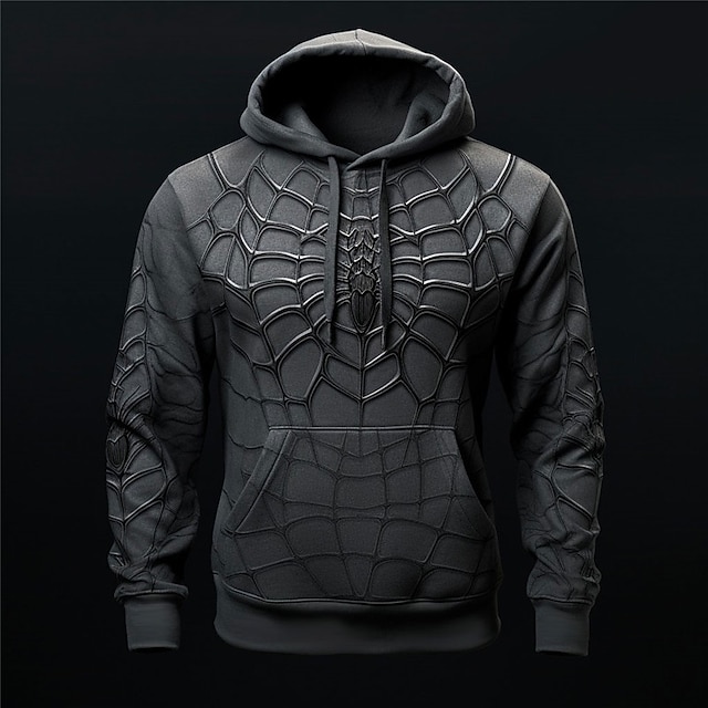  Hombre Graphic Arañas telaraña Sudadera Sudaderas Moda Diario Manga Larga Con Capucha Vacaciones Deporte Festivos Negro Rojo Estampado Bolsillo delantero Primavera & Otoño Diseñador