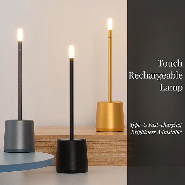  draadloze tafellamp, touch-dimmen, moderne nachtkastje-led-lamp, 2400 mah batterij, usb oplaadbare touch-bureaulamp, matte oxidatie