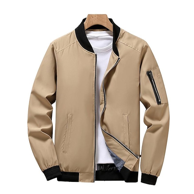 Men's Bomber Jacket Varsity Jacket Outdoor Sport Warm Pocket Fall ...