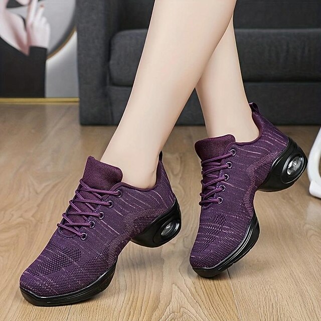 Women's Arch Support Dance Shoes Lace Up Air Cushion Mesh Sneakers with Soft Sole Comfort for