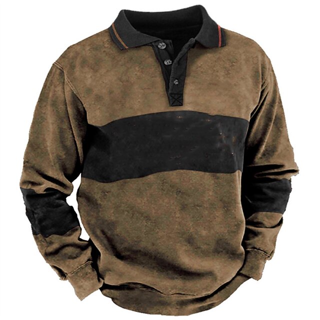  Homens Moletom Tático Azul Marinha Marron Verde Cinzento Colarinho polo Bloco de cor Desportos e Ar livre Diário Feriado Poliéster Roupa de rua Básico Casual Primavera & Outono Roupa Moletons Moletons