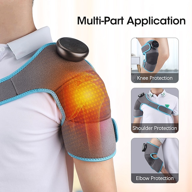  Electric Heating Vabration Shoulder Massage Brace Knee Shoulder Joint Therapy Vibration Massage Shoulder Elbow Brace Pain Relief