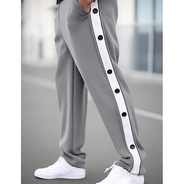  男性用 スウェットパンツ ジョガー 引き裂くパンツ ズボン ストレートレッグスウェットパンツ ドローストリング 弾性ウエスト サイドボタン 平織り 履き心地よい 高通気性 アウトドア 日常 お出かけ ファッション カジュアル ブラック ブルー