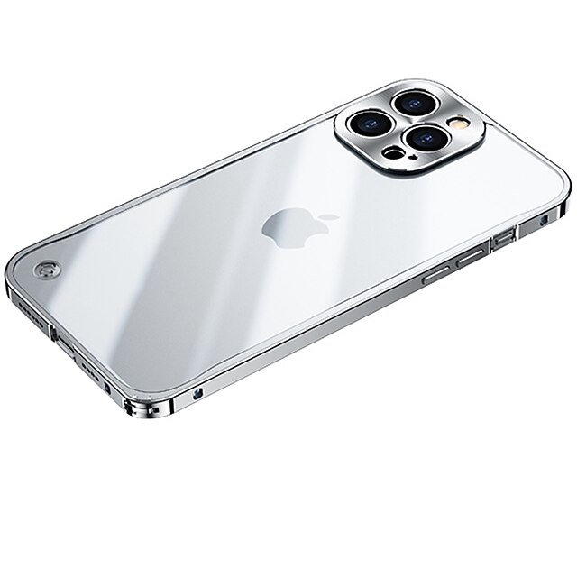  Cover per iPhone 16 iPhone 15 14 Pro Max Plus retro bumper frame slim case con specchio staccabile trasparente retro in acrilico metallico